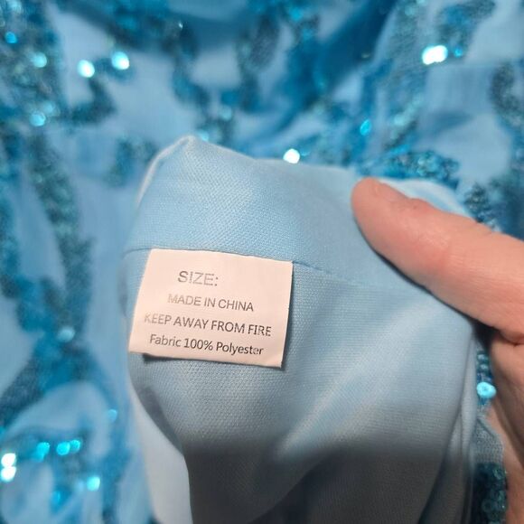 Teal Sequin Embellished Bardot Mini Sheath Dress Homecoming Prom Party Event - Picture 4 of 4